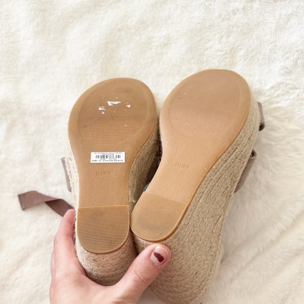 Torrid taupe platform Espadrille wrap Sandals with Ribbon Ties size 9.5 wide